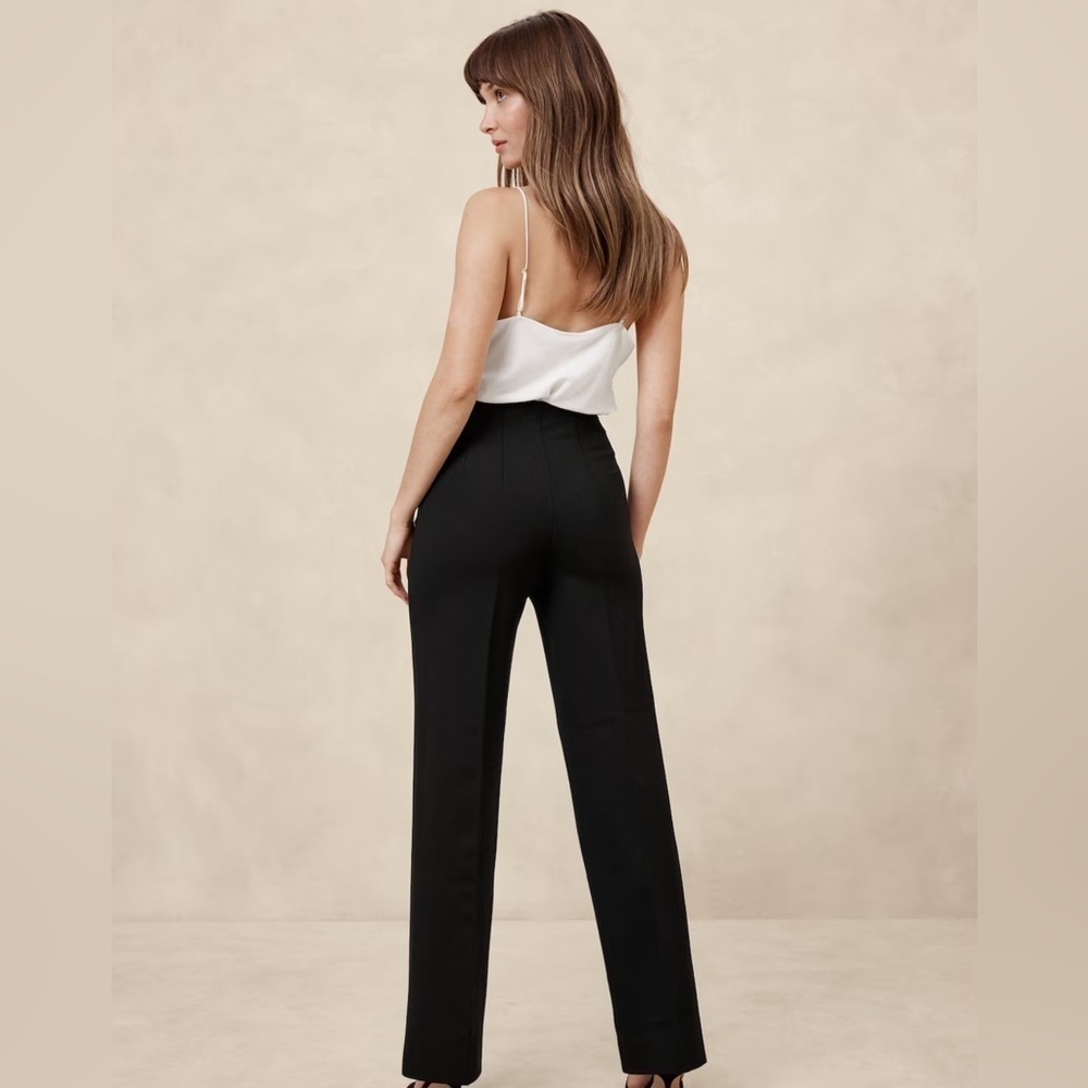 NWT Banana Republic Black Ultra High Rise Straight Leg Ponte Pant 515328 📻1️⃣2️⃣